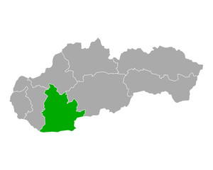 Karte von Nitriansky kraj  in Slowakei