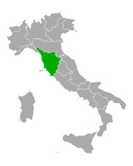 Fototapeta na wymiar Karte von Toskana in Italien