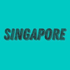  Singapore city calligraphy vector quote