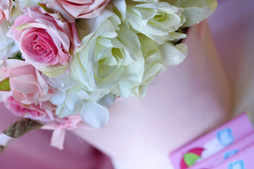 Sweet table and delicious cakes for first birthday. Candy bar with sweet