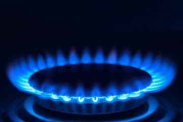 Gas Hob on a cooker, close up