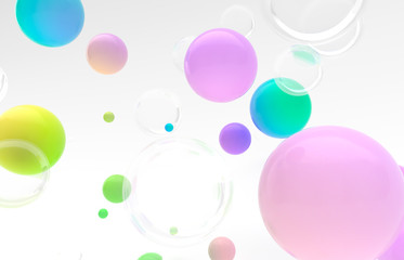 Abstract 3d art background. Colorful gradient floating liquid blobs, soap bubbles.