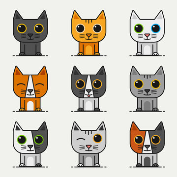Vector colorful cat set. To see the other vector cat illustrations , please check Cats collection.