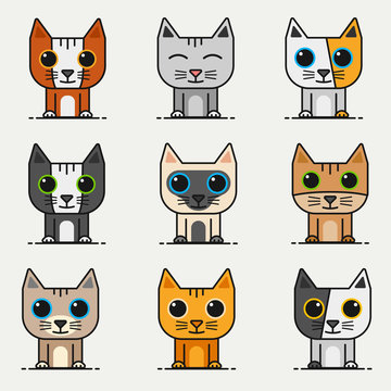 vector cartoon cats with flat design style. To see the other vector cat illustrations , please check Cats collection.