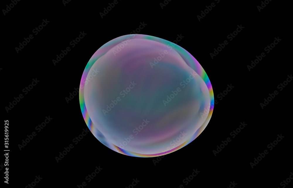 Aufkleber Abstract 3d geometric art with fluid floating liquid rainbow blobs, soap bubbles. 
