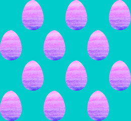 Seamless pattern, backgrounds, textures of colored abstract Easter eggs. Watercolor decorative drawing