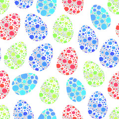 Seamless pattern, backgrounds, textures of multi colored abstract Easter eggs. Watercolor decorative drawing