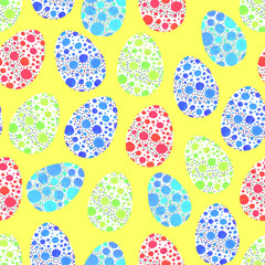 Seamless pattern, backgrounds, textures of multi colored abstract Easter eggs. Watercolor decorative drawing