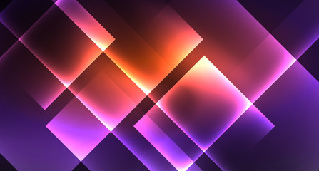 Neon shiny color squares on black, modern template