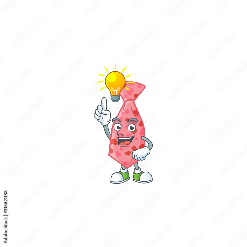 Sticker have an idea gesture of pink love tie cartoon character design