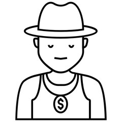 Gangster Avatar, Mafia Agent Cocnept, Don Vector Icon design