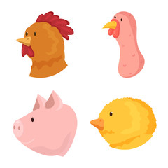 Vector design of farm and head icon. Set of farm and homemade stock vector illustration.