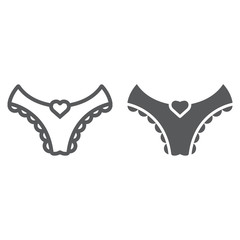 Women underwear line and glyph icon, clothing and underpants, sexy underwear sign, vector graphics, a linear pattern on a white background, eps 10.