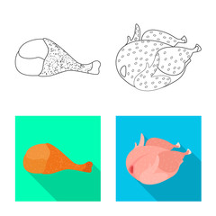 Vector illustration of product and poultry logo. Collection of product and agriculture stock symbol for web.