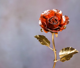 unfading copper rose as symbol of everlasting love