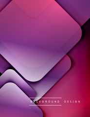 Rounded squares shapes composition geometric abstract background. 3D shadow effects and fluid gradients. Modern overlapping forms.