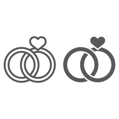 Wedding Rings line and glyph icon, valentine and holiday, engagement sign, vector graphics, a linear pattern on a white background, eps 10.