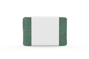 Organic handmade soap bar with paper label, mock up template on isolated white background, 3d illustration