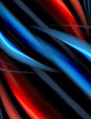 Silk smooth lines on black, liquid fluid color waves. Vector Illustration