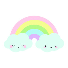 kawaii rainbow clouds