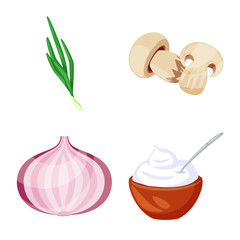 Vector design of food and flavors logo. Set of food and ingredient vector icon for stock.