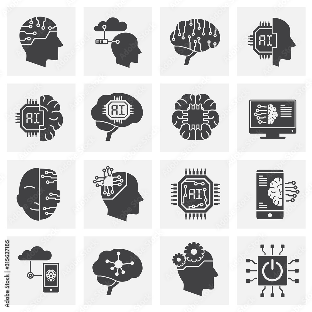 Poster ai related icon set on background for graphic and web design. simple illustration. internet concept 
