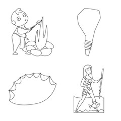 Vector illustration of primitive and archeology symbol. Collection of primitive and history stock symbol for web.