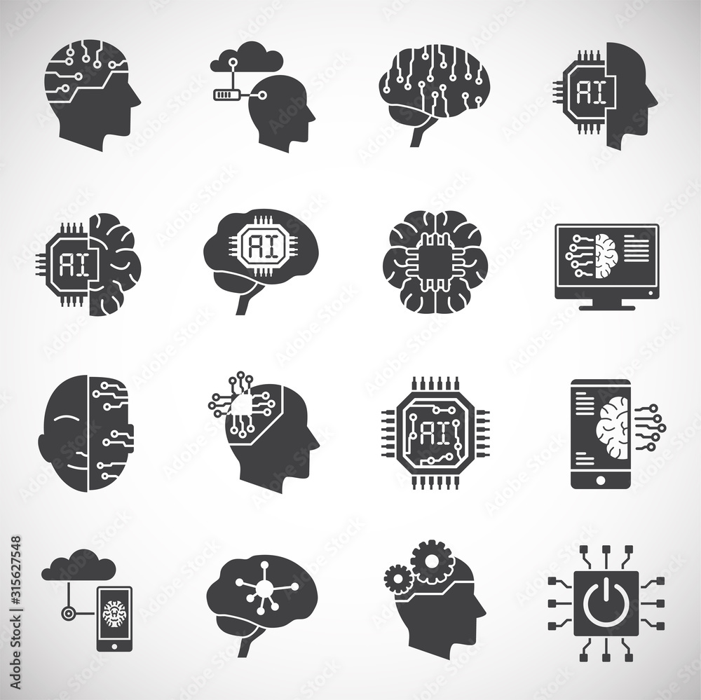 Poster ai related icon set on background for graphic and web design. simple illustration. internet concept 