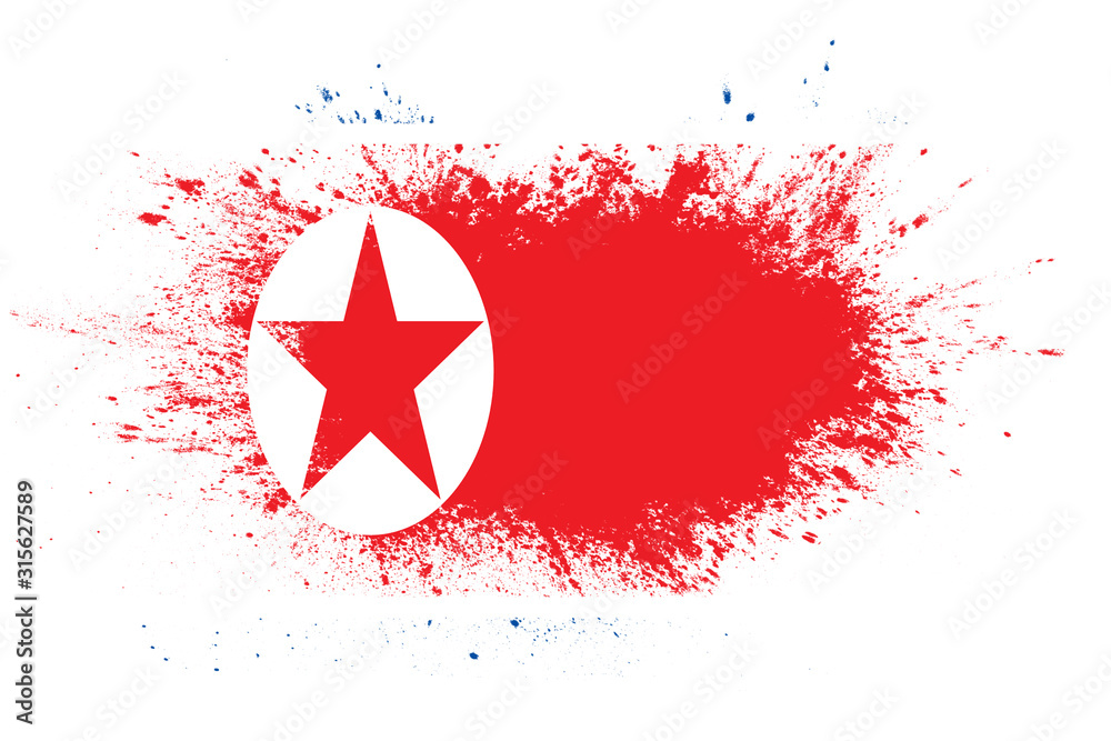 Poster flag of north korea with texture. template for design