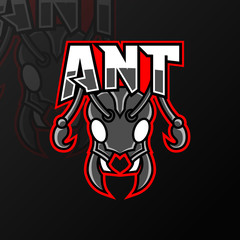 red ant head mascot sport esport logo template