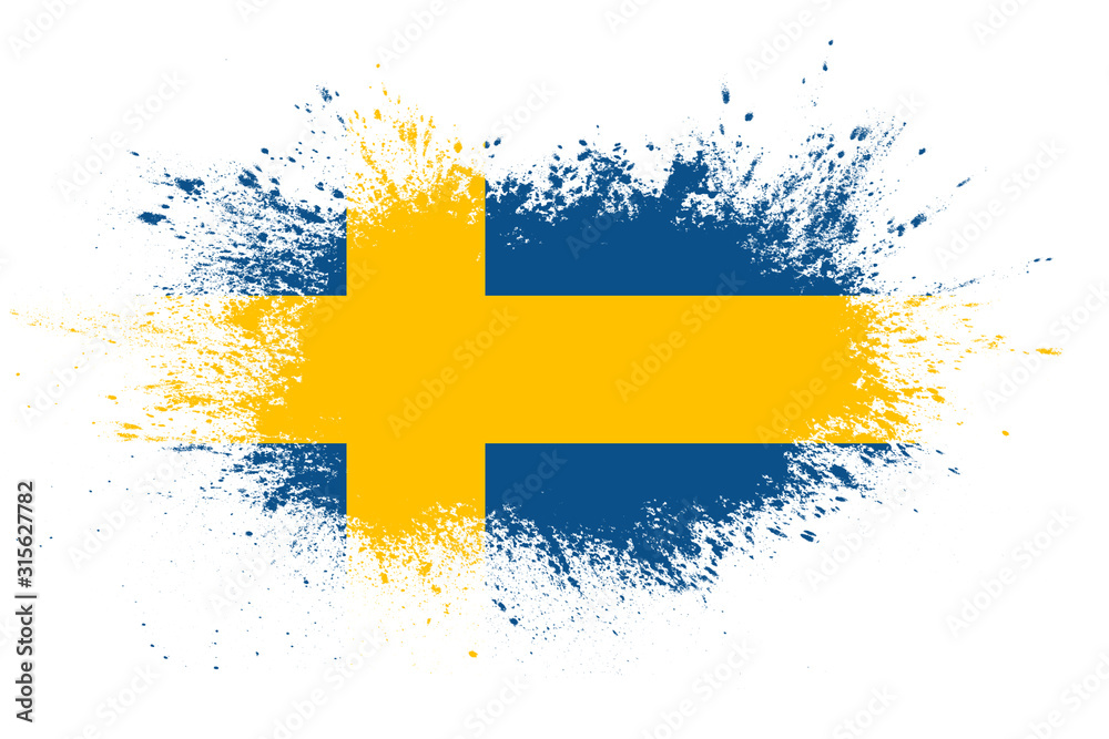 Poster flag of sweden with texture. template for design