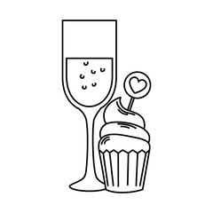 silhouette of cup of glass with cupcake
