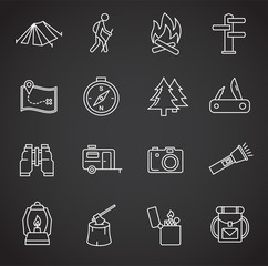 Fototapeta premium Camping icons set on background for graphic and web design. Creative illustration concept symbol for web or mobile app