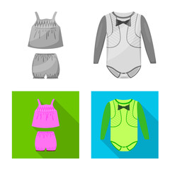 Vector illustration of fashion and garment logo. Set of fashion and cotton stock symbol for web.