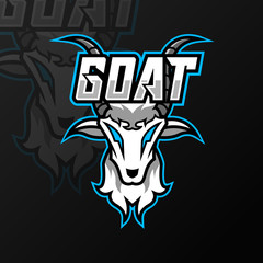 Obraz premium goat sheeep mascot sport esport logo gaming template black fur green horn