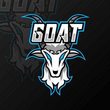 goat sheeep mascot sport esport logo gaming template black fur green horn