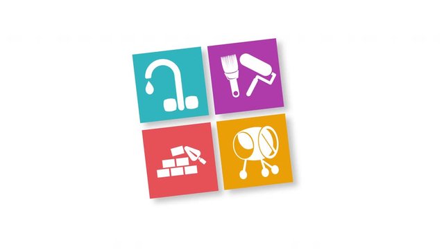 artisan ic&ocirc;ne, plombier, ma&ccedil;on, peintre illustration