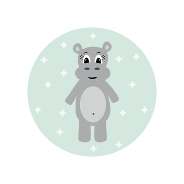 recommend clip art: Cartoon hippo. Vector illustration for children.