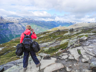 Fototapeta premium Hiking Trip to Trolltunga, Norway.