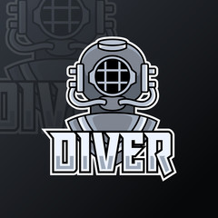 diver scuba helmet mascot sport esport logo template