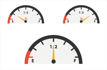 Fuel gauge icon. Gasoline indicators set. Fuel indicator. Clip-art illustration