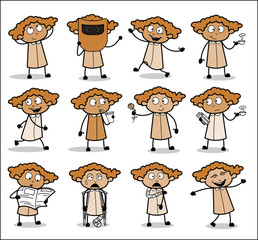 Pack of Office Lady Poses - Set of Concepts Vector illustrations