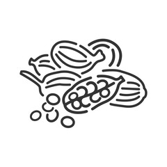 Cardamon seeds black line icon. Spices product. Cooking ingredient. Pictogram for web page, mobile app, promo.