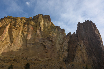Rocks in a beautifully large canyon, desert with river. Smith Rock State Park National Park. Oregon State