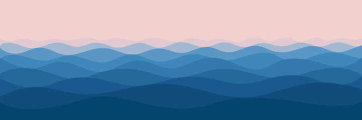 Vector drawing of waves on the sea, natural background