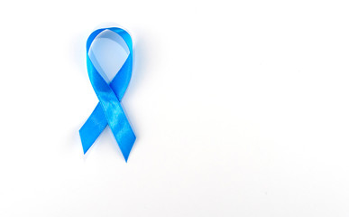 Blue ribbon symbolic for prostate cancer awareness campaign and men's health
