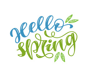 Obraz premium Spring time lettering greeting card. Fun season slogan. Typography poster or banner for promotion and sale design. Calligraphy print. Vector illustration