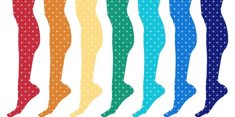 Slim elegant woman leg silhouettes textured by lines and dots pattern. Legs design element.