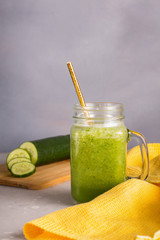 Glass of fresh cucumber juice. Detox water. Healthy drink.