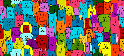Obraz na płótnie Canvas Funny dogs family, seamless pattern for your design